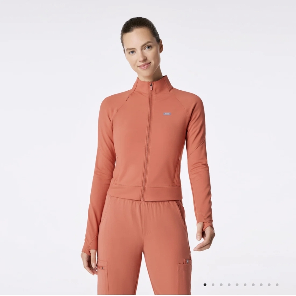 Figs Spiced Cider Medical On Shift ContourKnit Cropped Jacket